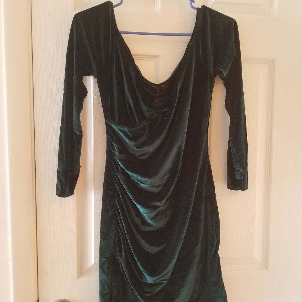 Velvet Green Mini Wrap Dress